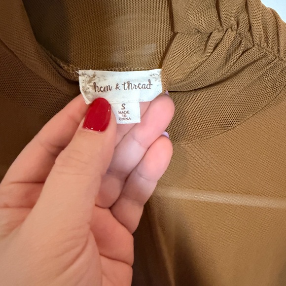 Hem & Thread Tan Ruched Blouse - Picture 5 of 5